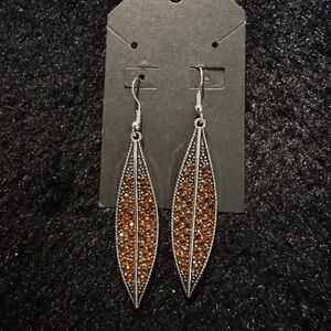 Elegant Silver and Brown Leaf Earrings